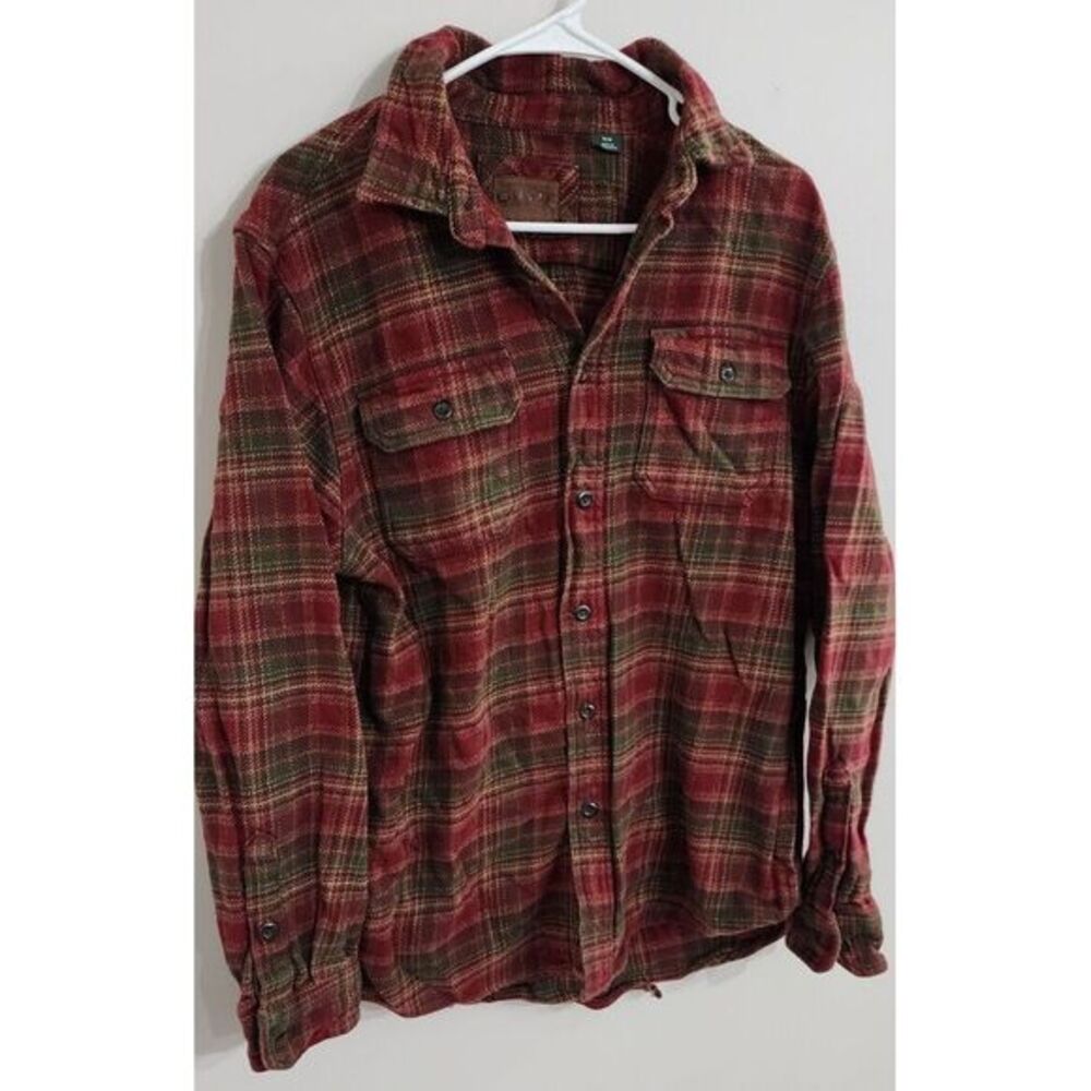 Orvis Heavy Weight LS Flannel Plaid Thick‎ Button Up Men's Size Medium M *READ*